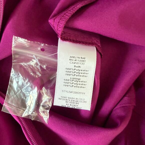NWT Adelyn Rae Edna Draped Orchid Cocktail Long Sleeve Mini Dress Size Medium - Picture 6 of 7
